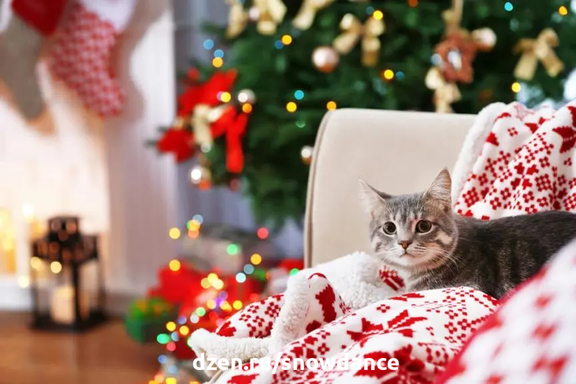 Предрождественская суета может быть очень стрессовой для наших питомцев. Кошка переживает множество необычных ситуаций. Рождественская елка манит попрыгать на ней...-2