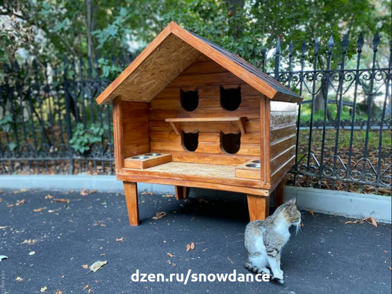 В этой статье мы собрали для вас фоточки интересных и удобных уличных домиков для кошек, от всепогодных, до утепленных зимних.-24